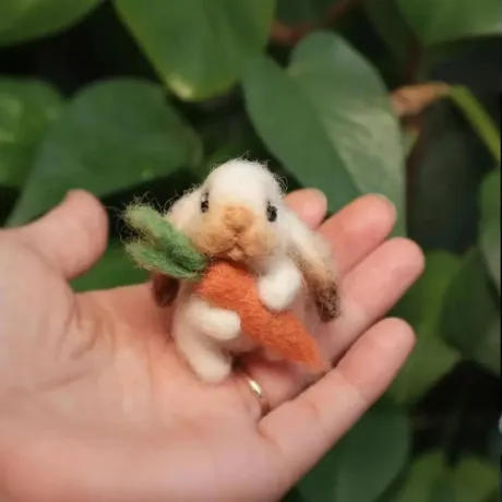 🐰🥕Felted Lop Eared Bunny With Carrot - Image 7