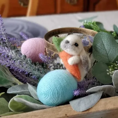 🐰🥕Felted Lop Eared Bunny With Carrot - Image 9