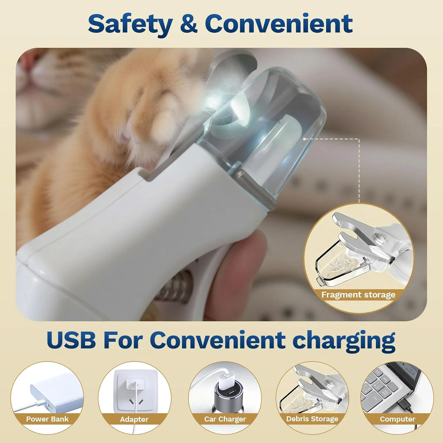 2-in-1 Rechargable Pet Nail Clipper & Grinder - Image 3