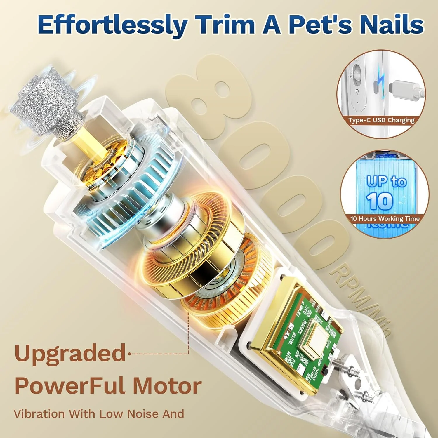 2-in-1 Rechargable Pet Nail Clipper & Grinder - Image 5