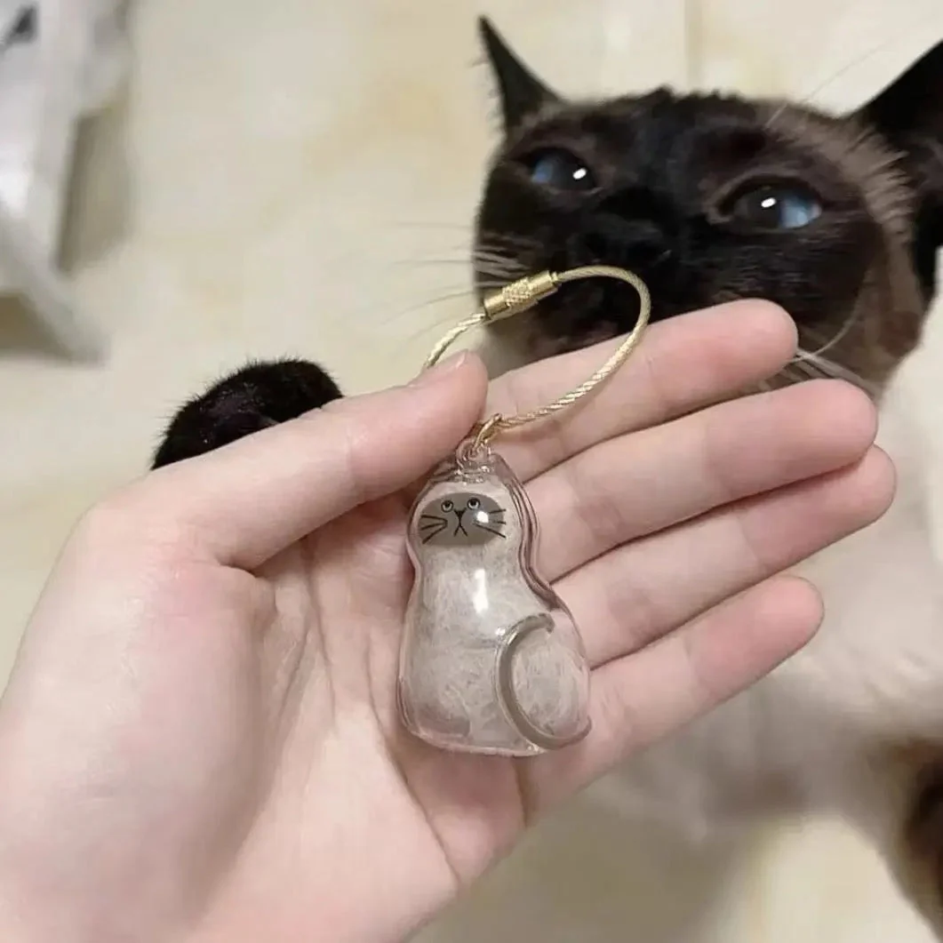 Cat and Dog Hair Keepsake Capsule Pendant Keychain - Image 12