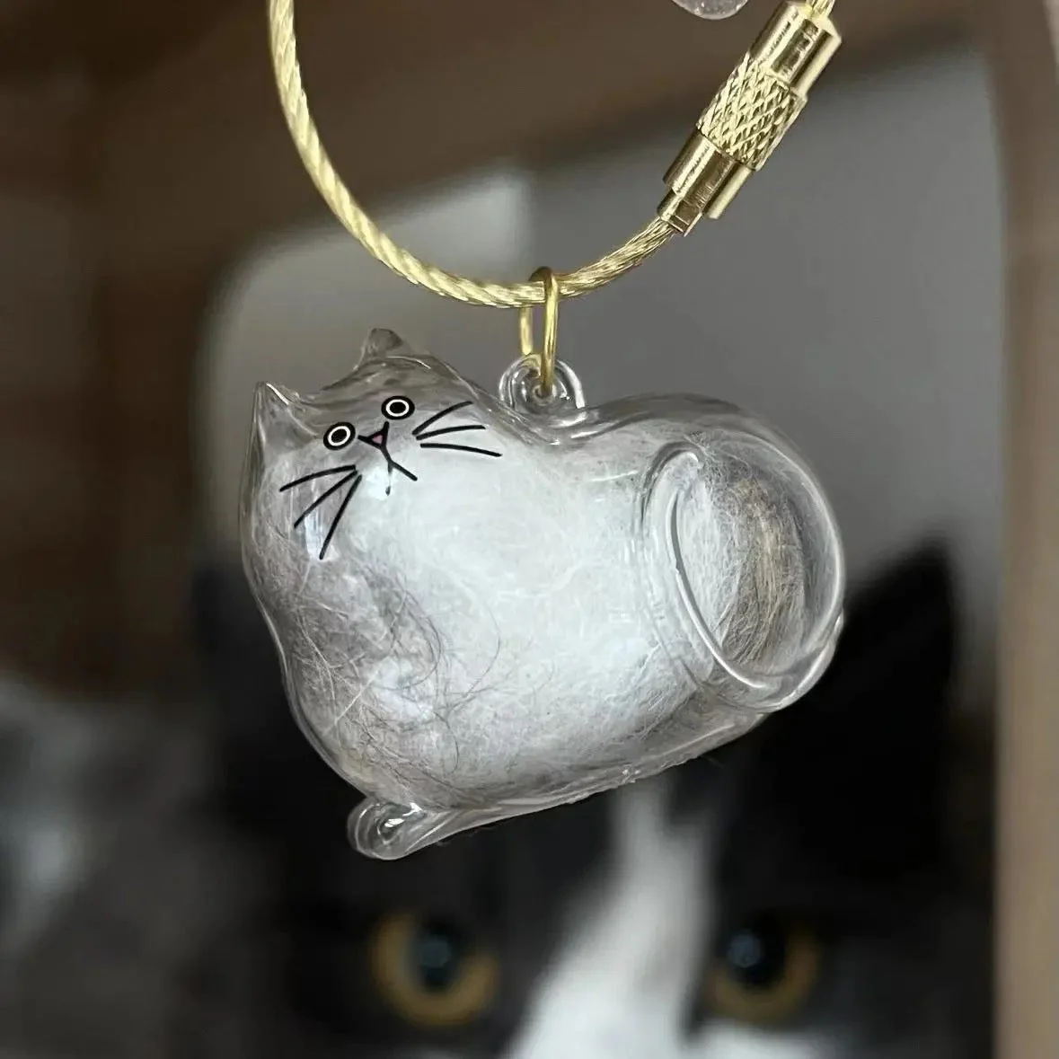 Cat and Dog Hair Keepsake Capsule Pendant Keychain - Image 9