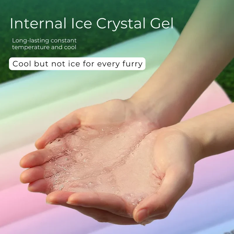 Summer Rainbow Cooling Pet Bed with Ice Crystal Gel - Image 4