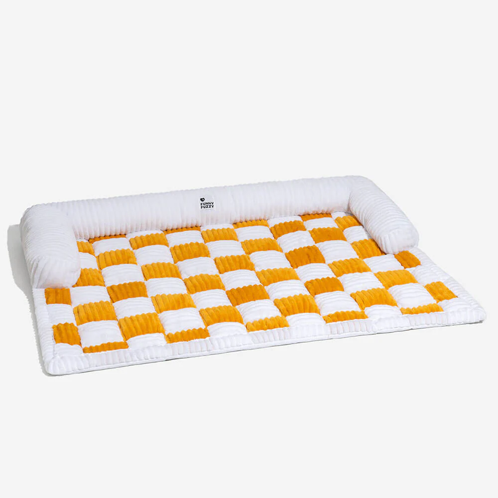Cream Square Plaid Cozy Dog Mat Furniture Protector Cover - Image 15