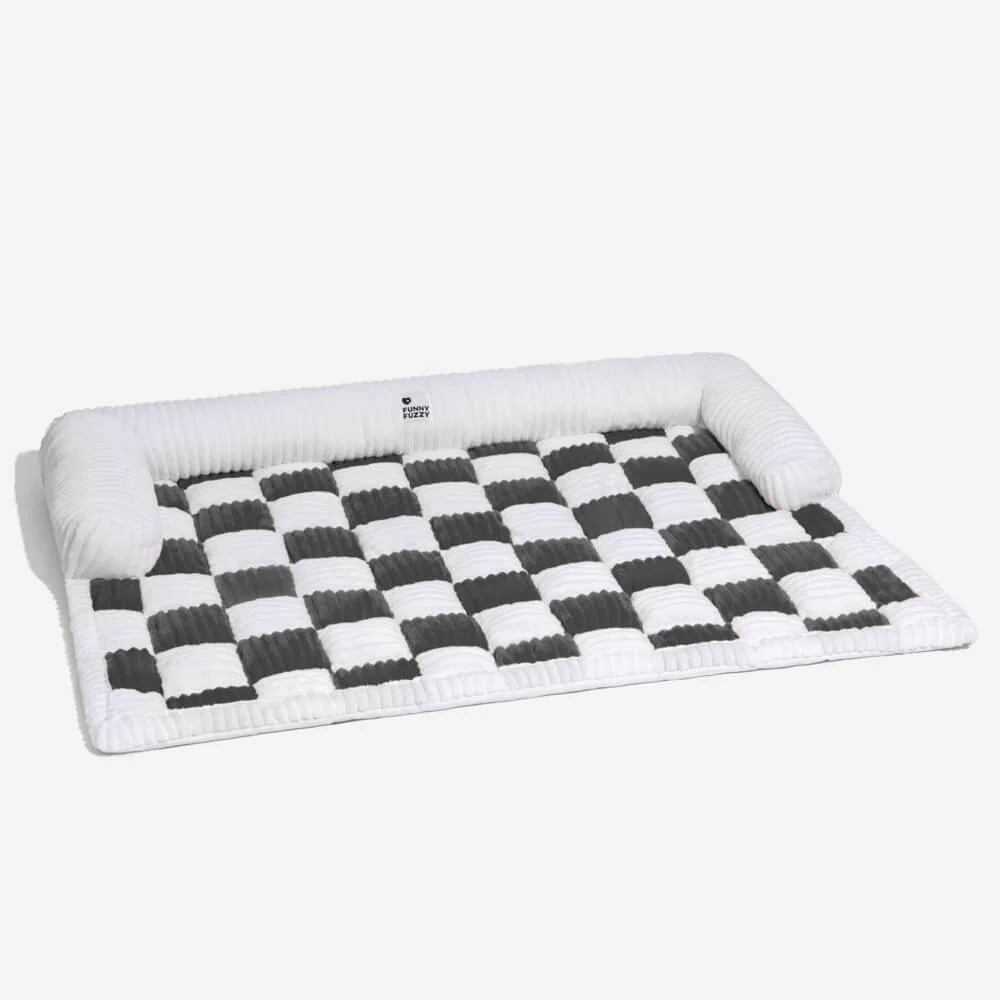 Cream Square Plaid Cozy Dog Mat Furniture Protector Cover - Image 17