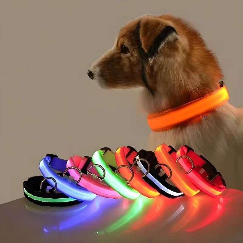 Dog Collar Nylon LED Night Safety Flashing Glow - Image 2